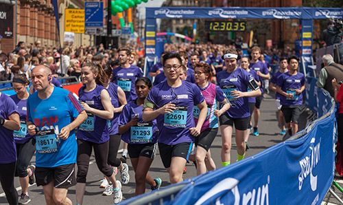 Students and staff participating in the Manchester 10Km run.